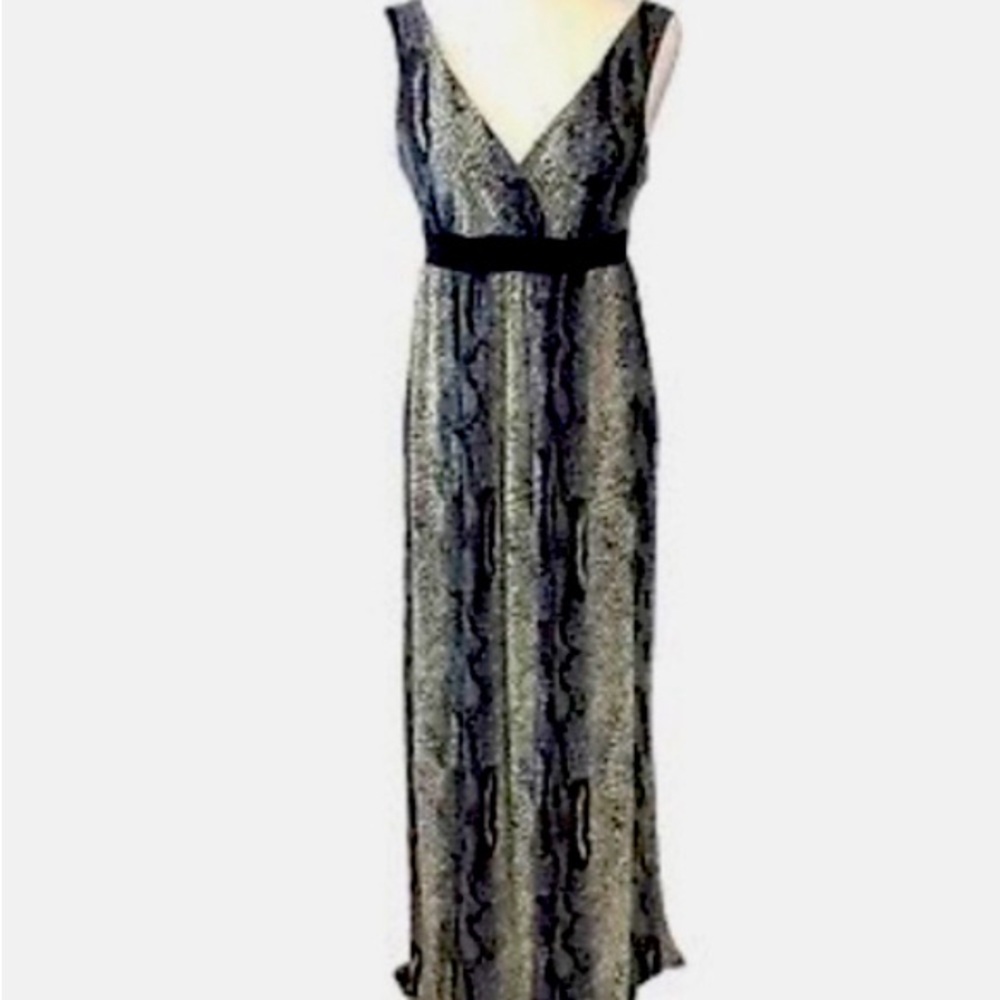 Snakeskin Print Tank Maxi Dress Gray/Black